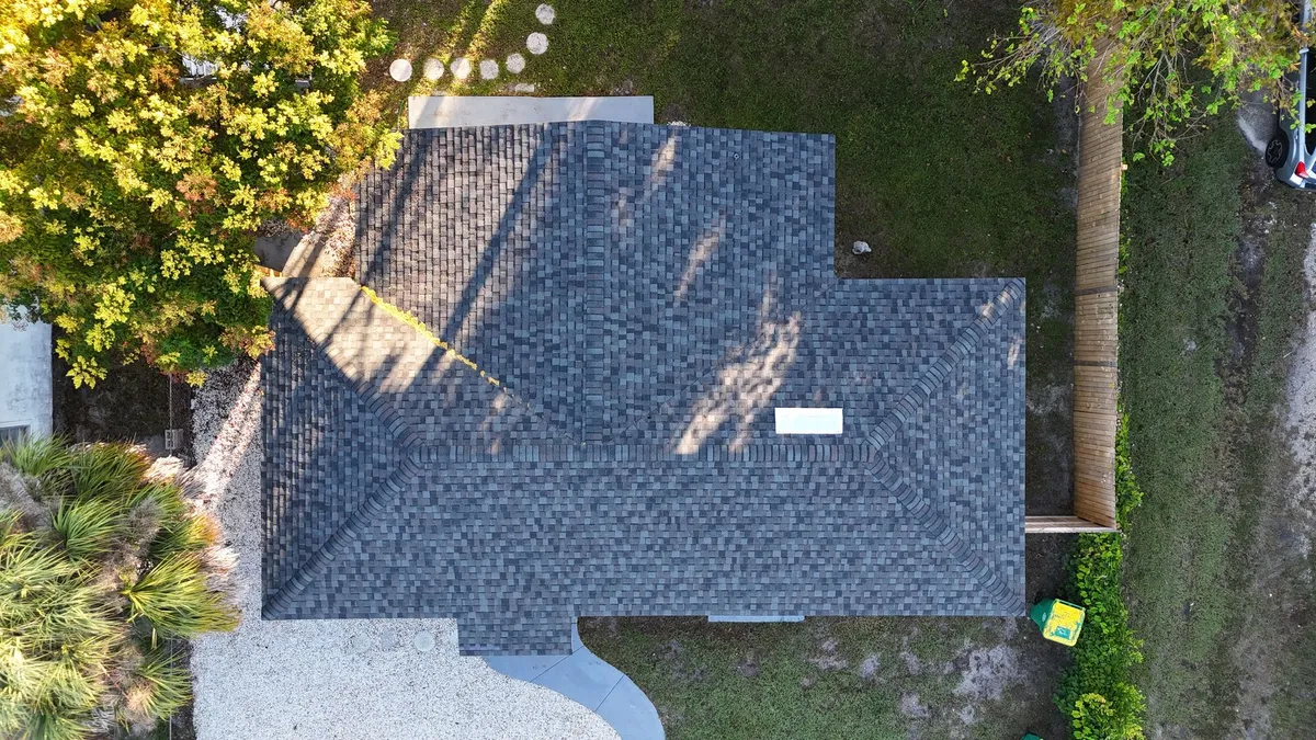 Dark Blue Shingle Roof - Orange Park FL Completed dark blue shingle roof in Orange Park FL